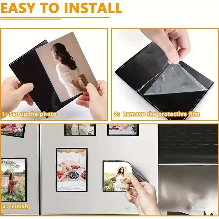 Cadres photo magnétiques noirs 2R/4R/5R avec une poche transparente adaptés aux réfrigérateurs
