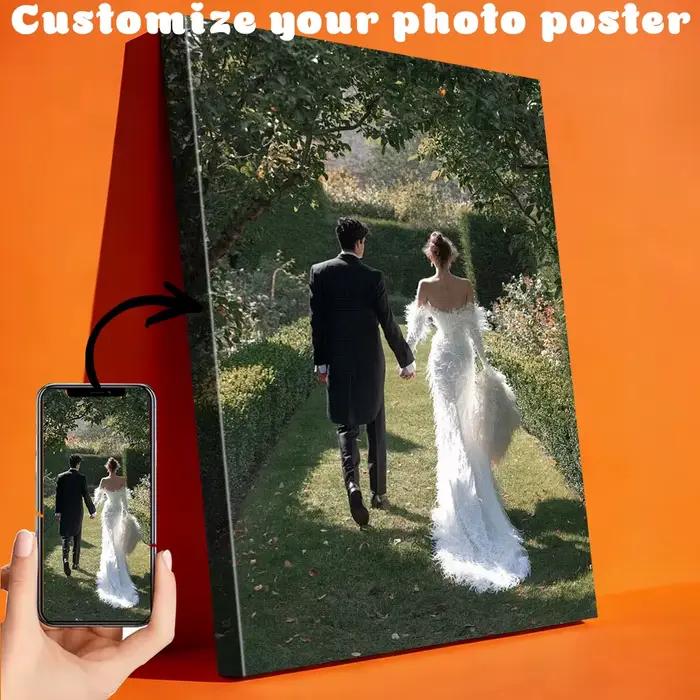 1 toile photo personnalisée, cadre en bois DIY ou affiche sans cadre en option, cadeau exclusif pour les couples ou les familles, personnalisable