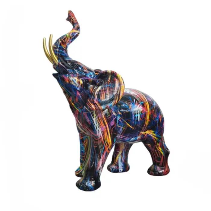 Décor à la maison peinture nordique Graffiti éléphant Sculpture Figurine Art