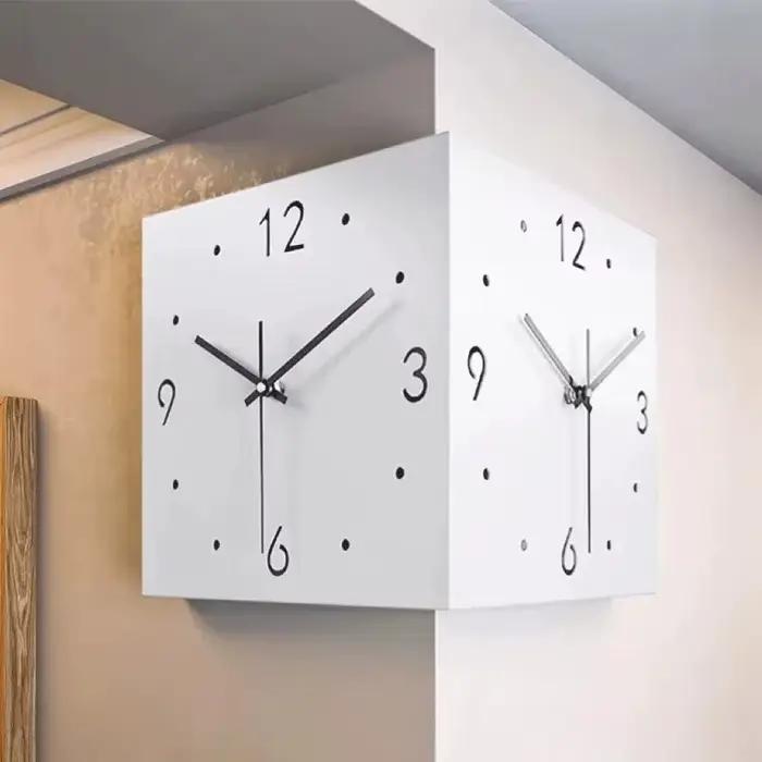 Horloge murale d'angle Double face moderne pour salon