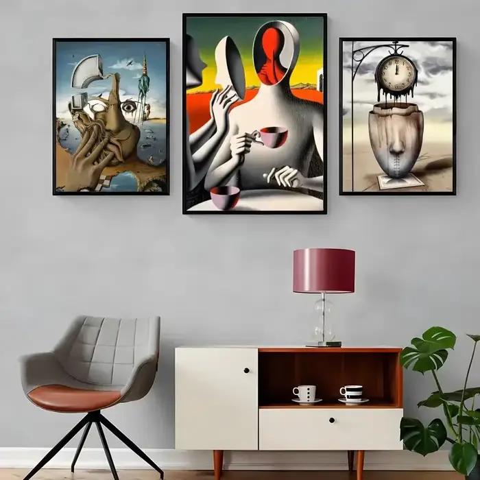 Salvador Dali surréalisme œuvre la persistance de la mémoire peinture calligraphie toile affiche: sans plis décor mural étanche