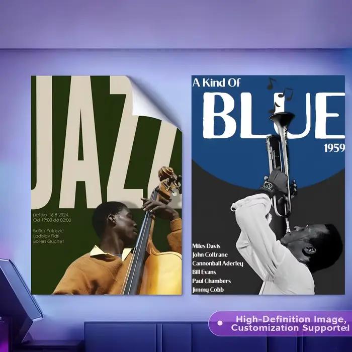Musicien de Jazz m-miles Davis peinture calligraphie HD toile affiche sans plis étanche tout l'espace décor mural
