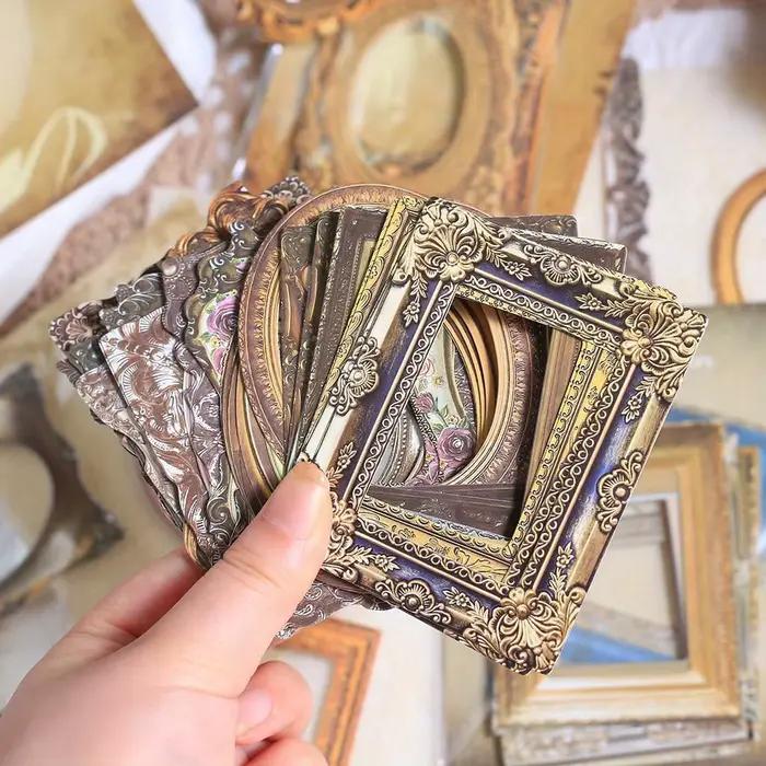 Journamm 80 pièces cadre papier autocollant Pack Vintage