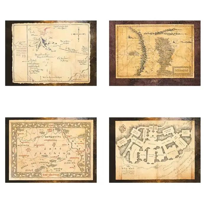 Affiche d'art mural Vintage des anciennes cartes du milieu de la terre