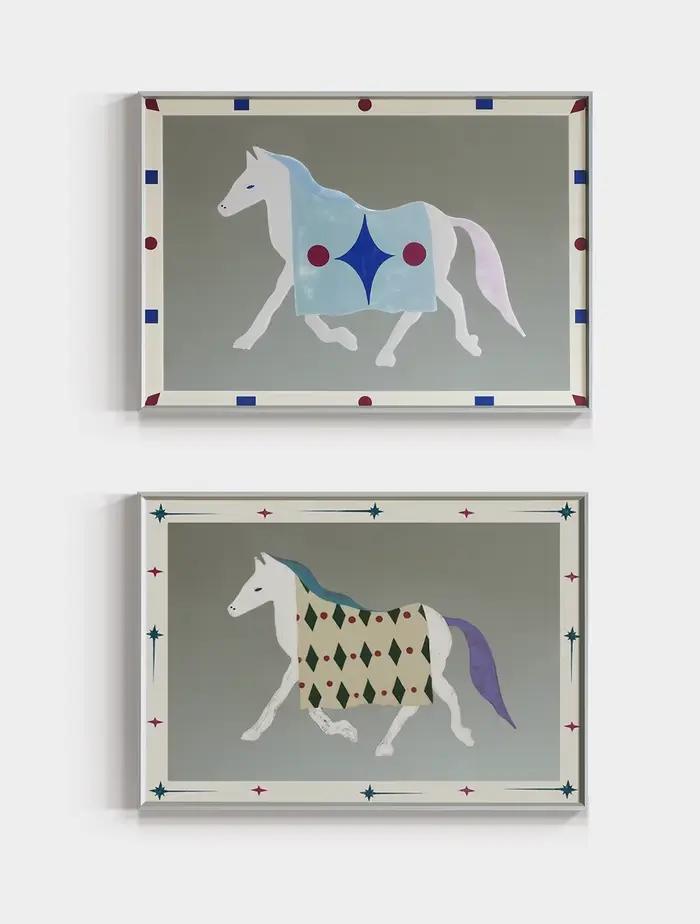 Peinture décorative murale moderne et décontractée style Bauhaus Pony Medievalniche avec miroir véritable pour salle à manger et chambre à coucher