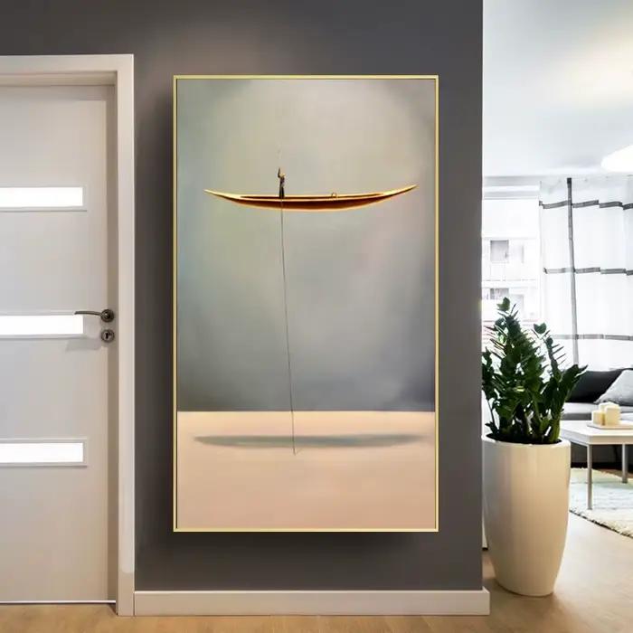 Peinture sur toile abstraite de bateau doré