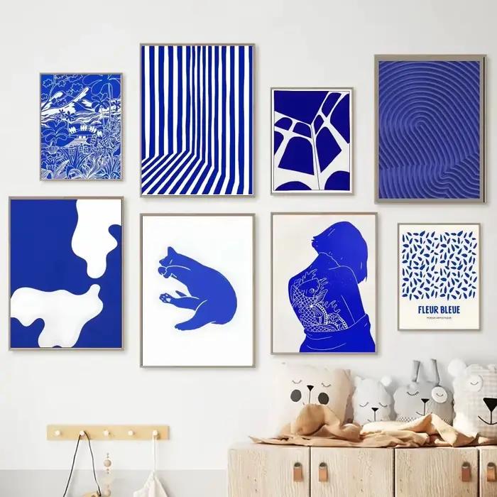 Affiche d'art mural simple bleu Klein abstrait