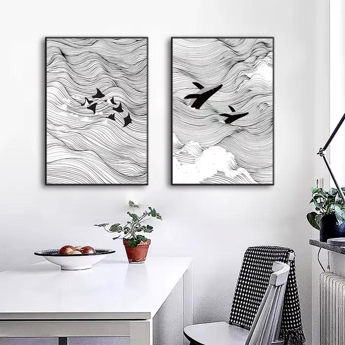 Whale Print Canvas Painting