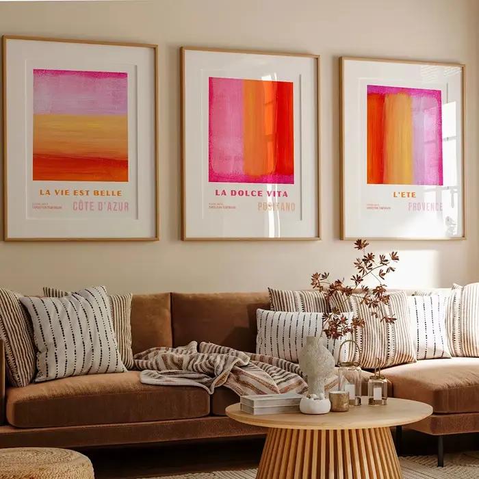 Affiche et imprimés abstraits rose Orange