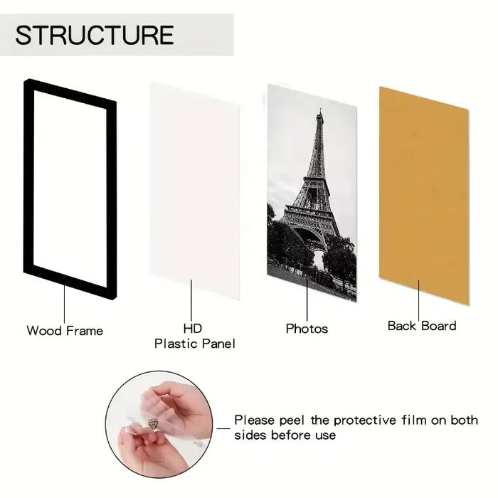 Cadres photo en bois noir A4 pour mur