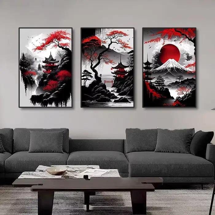 Affiche d'art mural de paysage naturel de Style japonais Vintage