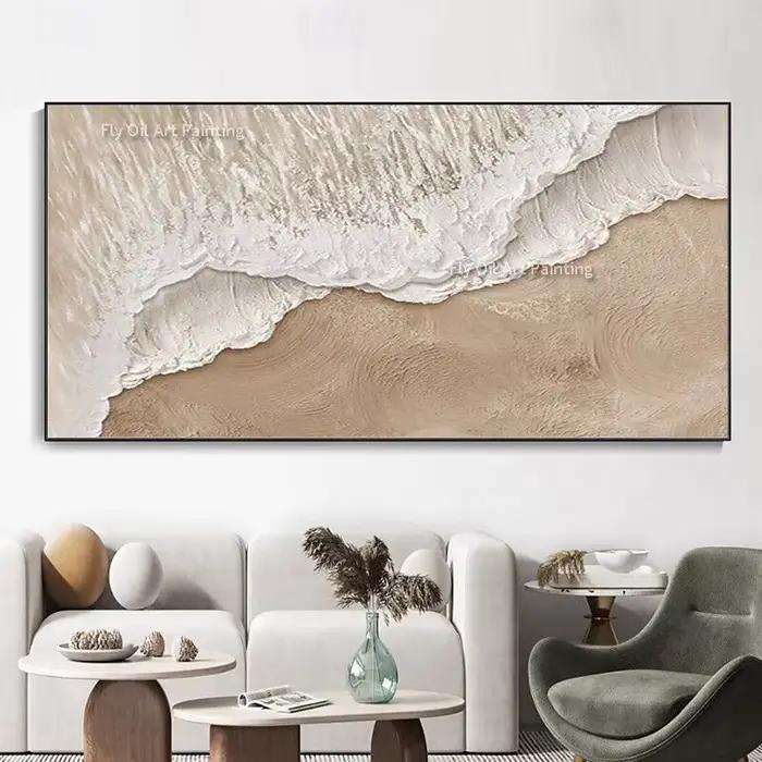 Peinture à l'huile de plage de mer peinte à la main