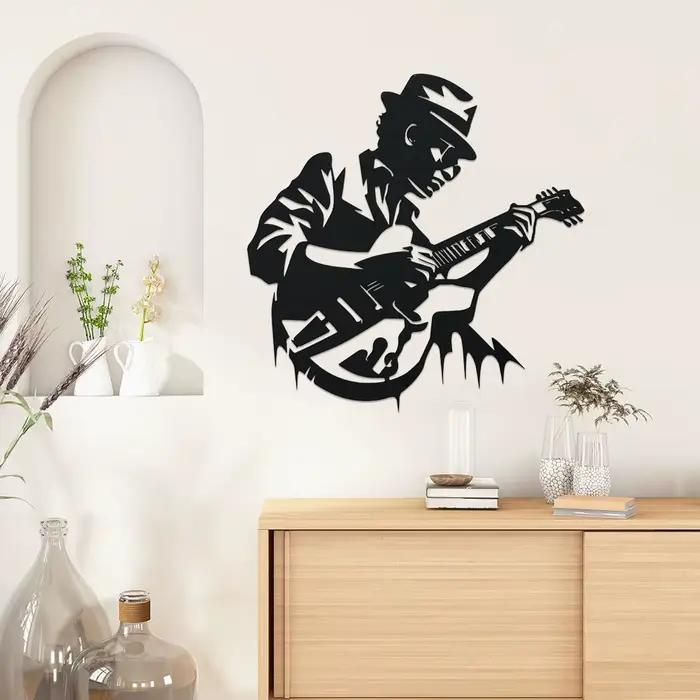 Décoration murale en métal pour guitariste