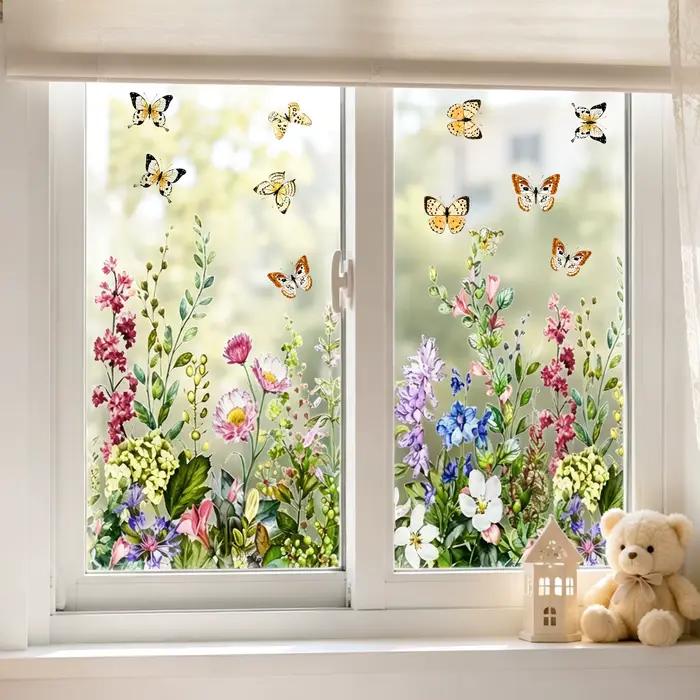Autocollant de fenêtre décoratif floral pour porte vitrée