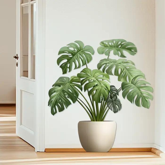 Autocollant mural 3D en vinyle, Pot de plante verte, décoratif pour bureau, salle de bains, salon, décoration de la maison, papier peint imperméable