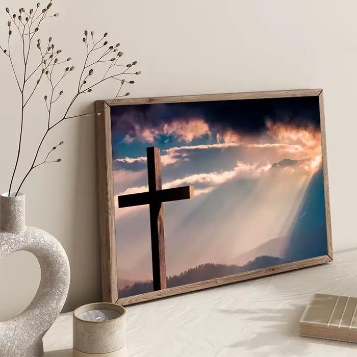 Affiche d'art de jésus promenades sur l'eau