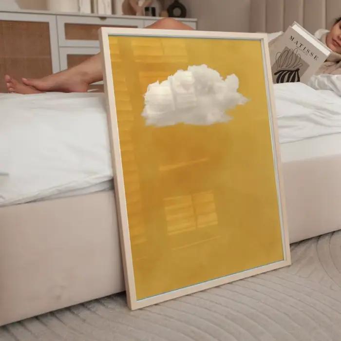 Impression d'art mural de nuage jaune sans cadre
