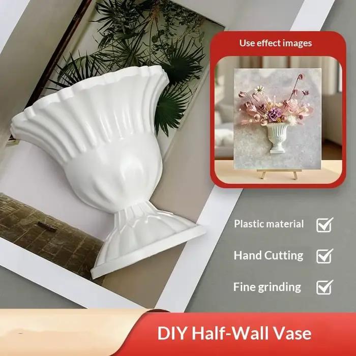 Vase mural demi-cercle blanc pour arrangement floral