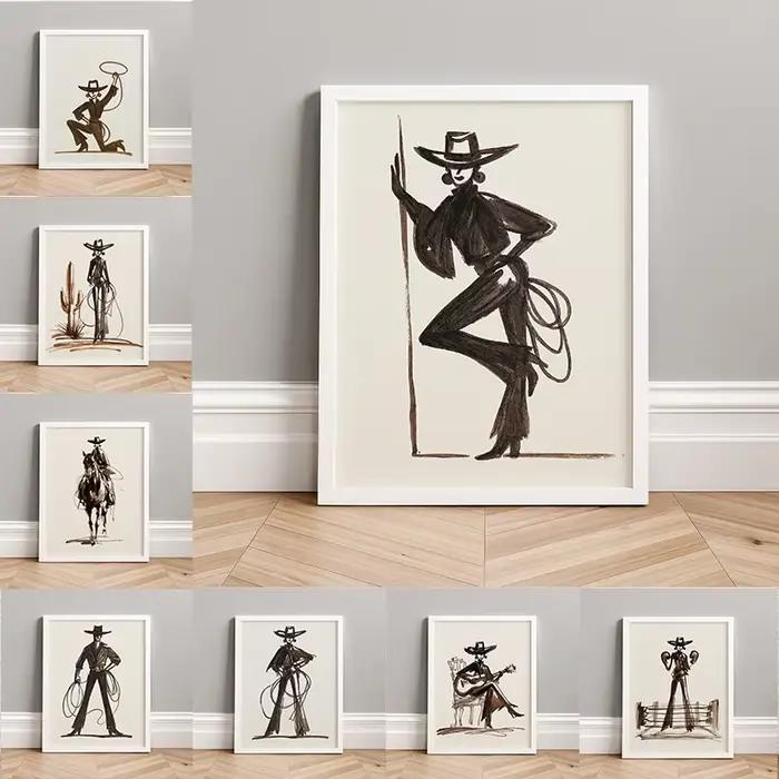 Affiche de style western cowboy et cowgirl