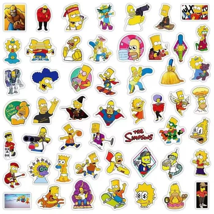 50 autocollants de dessin animé The Simpsons Hommor