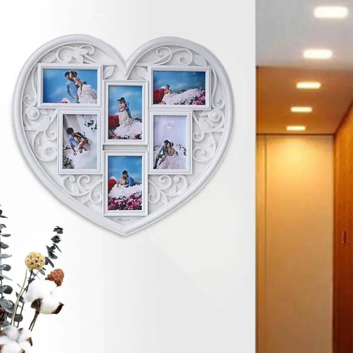 Cadre de collage multi-photos en forme de cœur blanc