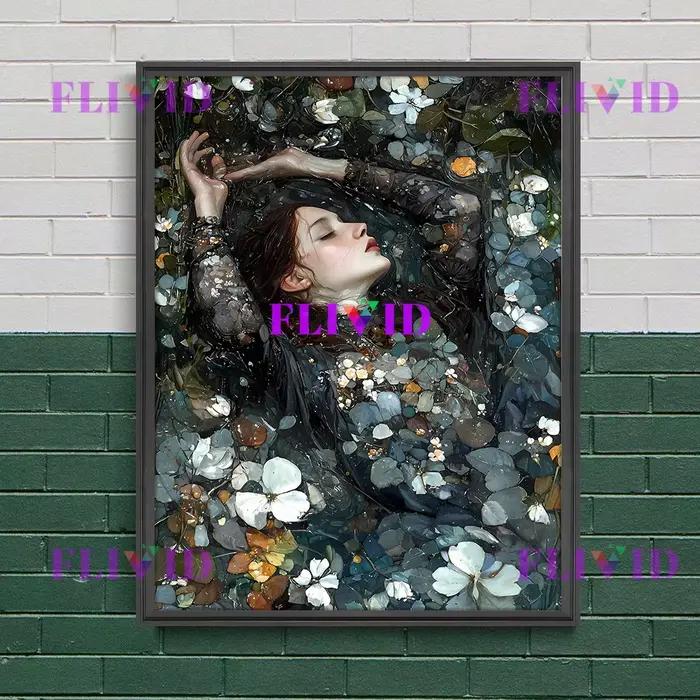 Affiche florale gothique Dreaming Ophelia