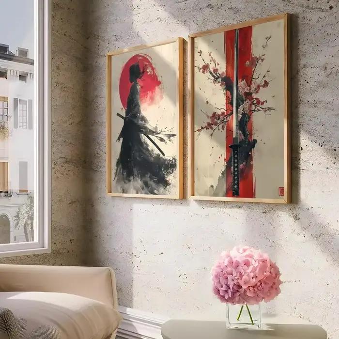 Peinture de géisha de samouraï japonais