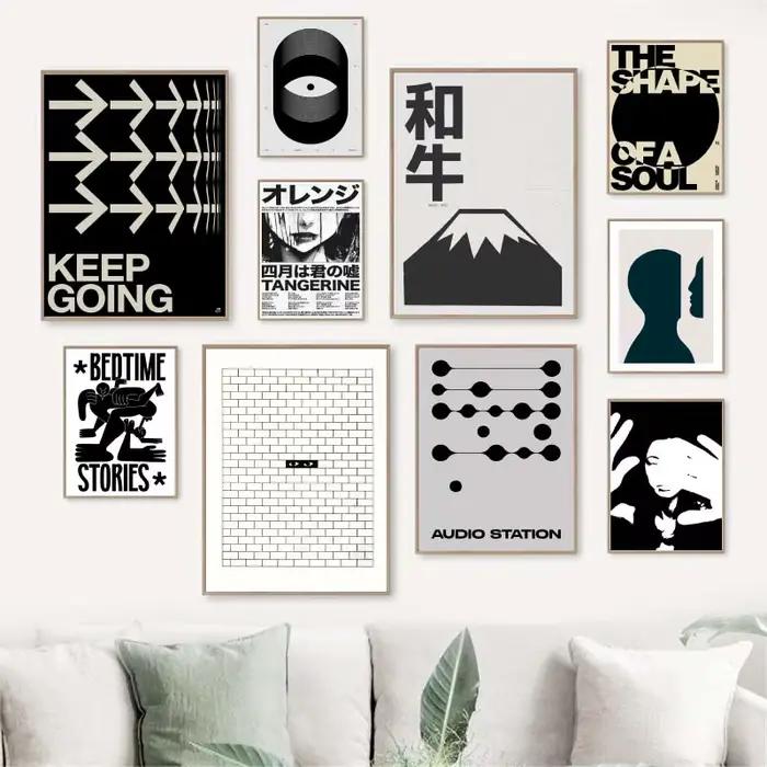 Toile de peinture avec citation minimaliste noir et blanc, affiches et imprimés, images d'art murales esthétiques pour décoration de salon de maison, sans cadre