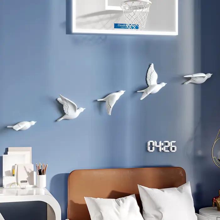 Autocollants muraux créatifs d'oiseaux en résine 3d