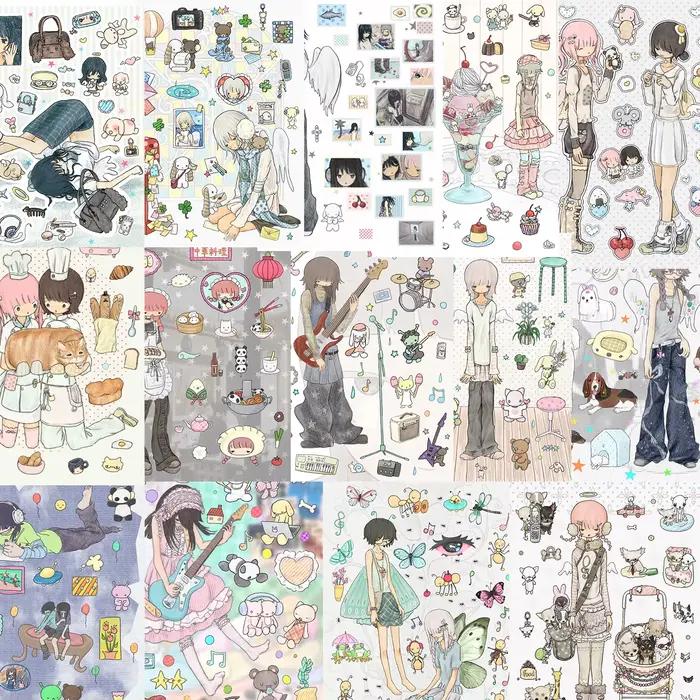 Collection d'autocollants pour filles aux tons vintage | Autocollants esthétiques nostalgiques pour le journaling