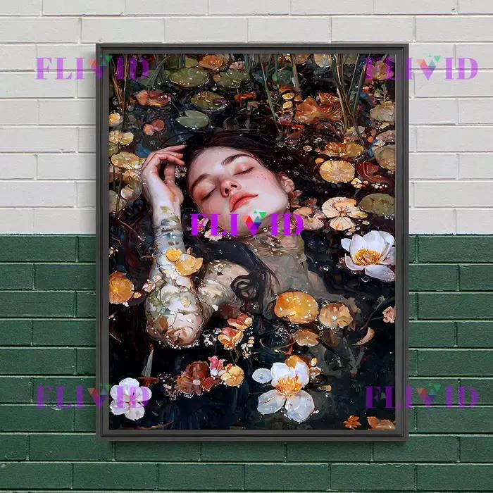 Affiche florale gothique Dreaming Ophelia