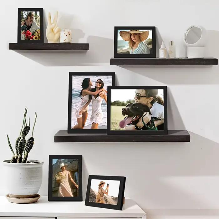 Ensemble de 5 cadres photo en bois noir A4 pour mur
