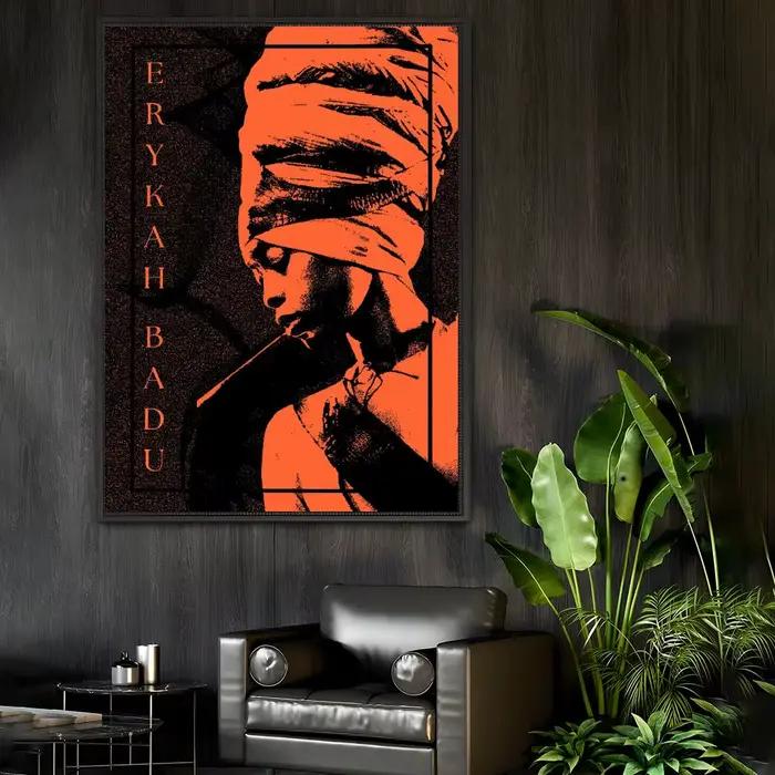 E-erykah Badu américain chanteur-graveur affiche auto-adhésif Art papier imperméable autocollant café maison décoration murale