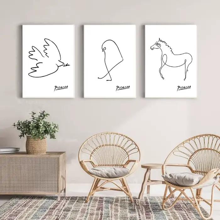 Pablo Picasso colombe de la paix teckel chien ligne Art impression exposition Vintage mur Art affiche toile peinture pour chambre décor à la maison
