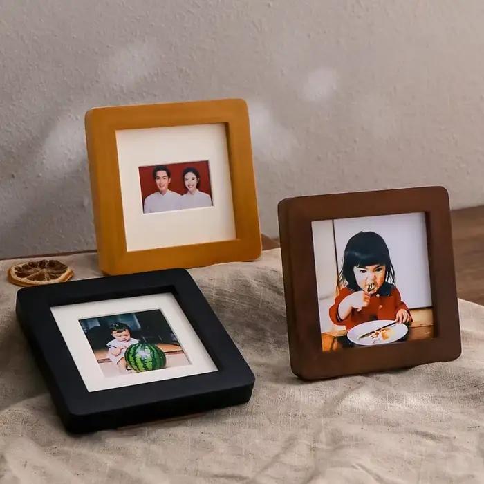 Mini cadre photo vintage créatif en bois, porte-cartes photo pour enfants et bébés, décoration intérieure, Porta Retrato