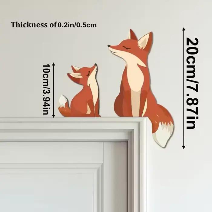 2 décorations murales d'art en bois de renard mignon