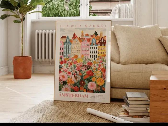 Affiche du marché aux fleurs d'Amsterdam