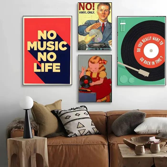 Affiche de disques vinyles rétro du milieu du siècle