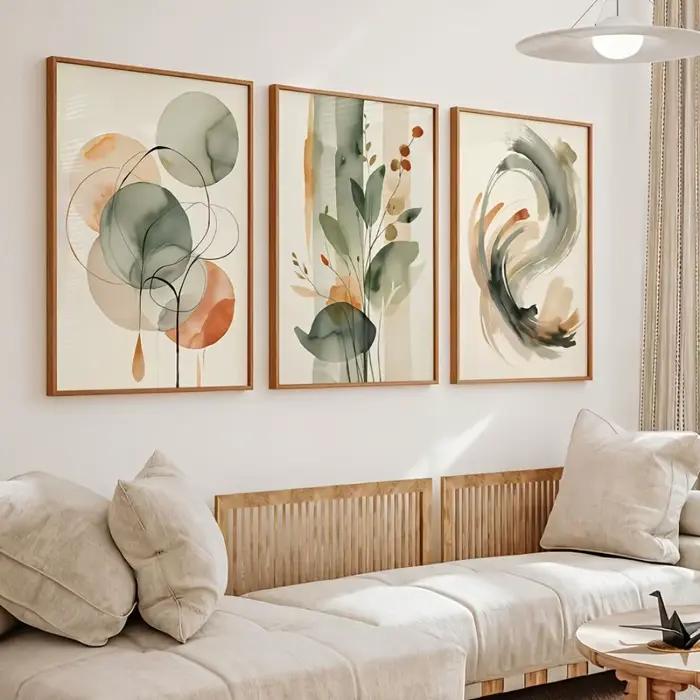 Lot de 3 tableaux muraux sans cadre