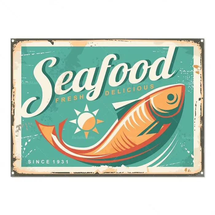 Affiche de fruits de mer Vintage