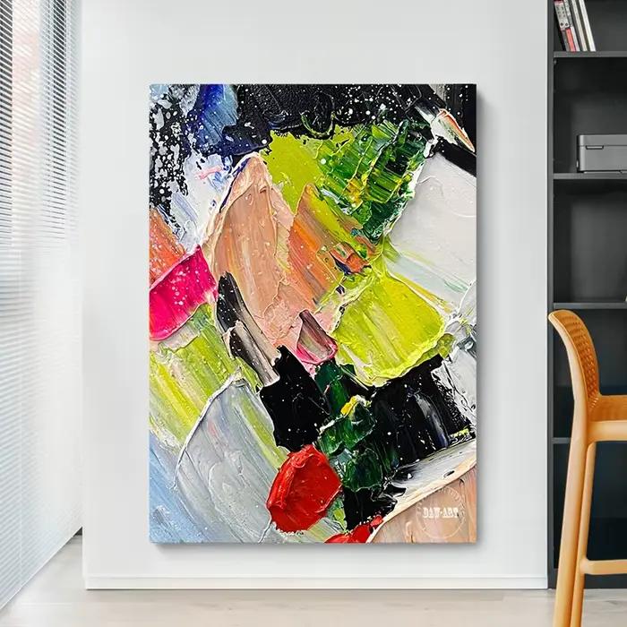 Toile de lin sans cadre faite à la main, Texture de couteau abstraite, peinture à l'huile abstraite, décor mural, Art acrylique, offre spéciale