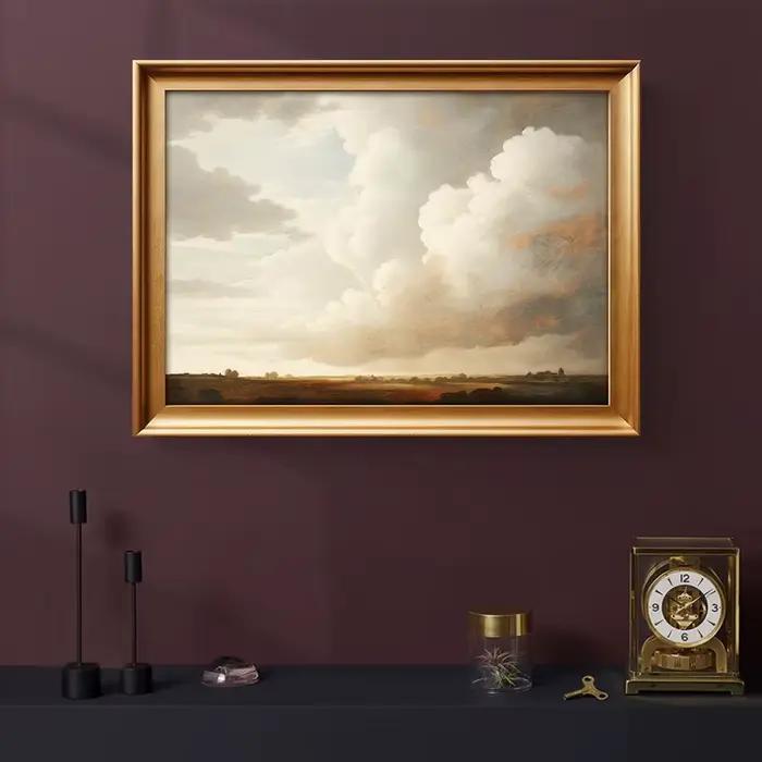 Affiche Vintage nuage et oiseaux
