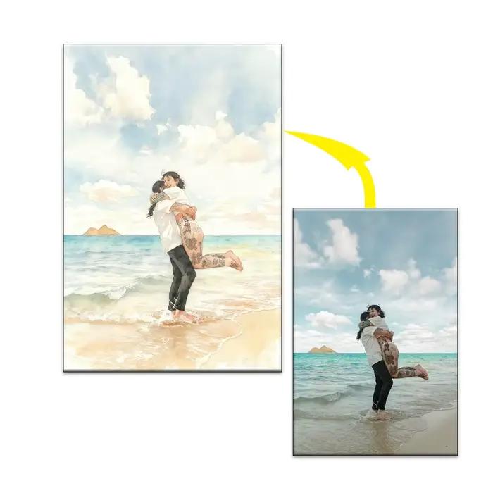 Affiche de peinture aquarelle personnalisée de Photo