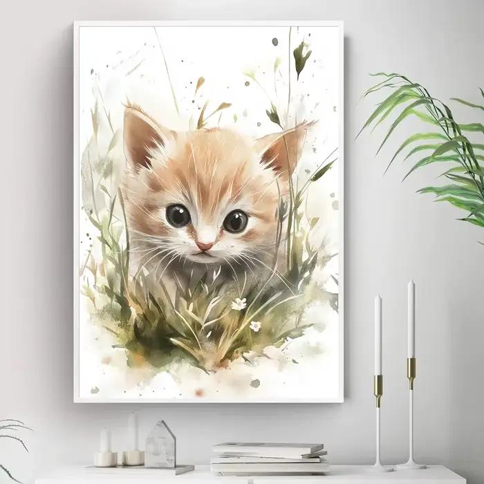 Affiches d'herbe de bébé animaux mignons dans le terrain