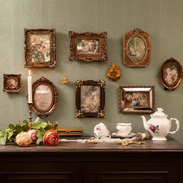 Décoration de cadre Photo en relief de style européen rétro pour les acents muraux de chez l'habitant de la maison
