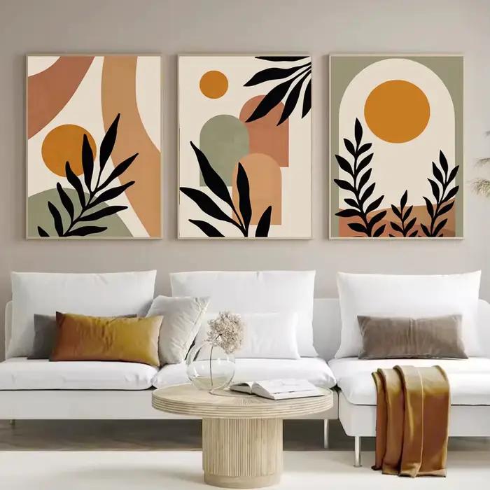 Affiche d'art de feuille bohème Orange