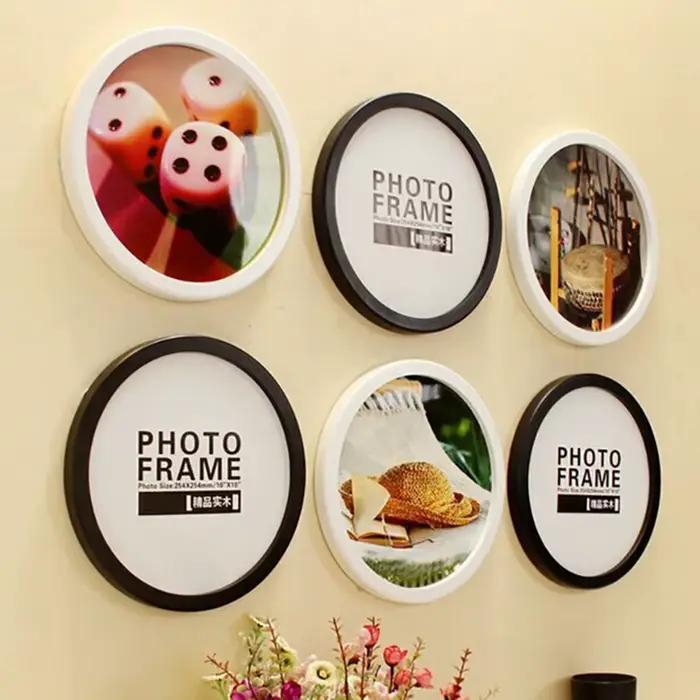 Cadre photo mural rond en bois