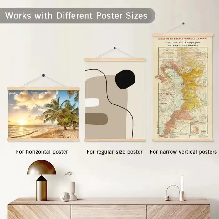 Cadre d'affiche magnétique en pin de teck noir
