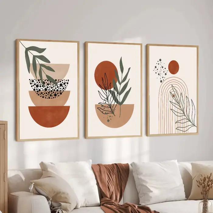 Ensemble de 3 affiches d'art mural Boho en terre cuite