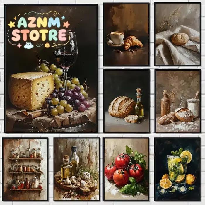 Tableau sur toile vintage sur le thème du pain